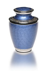 Adult Cremation Urn Brass Nickel Overlay and Blue Enamel Design UUAB0051 1