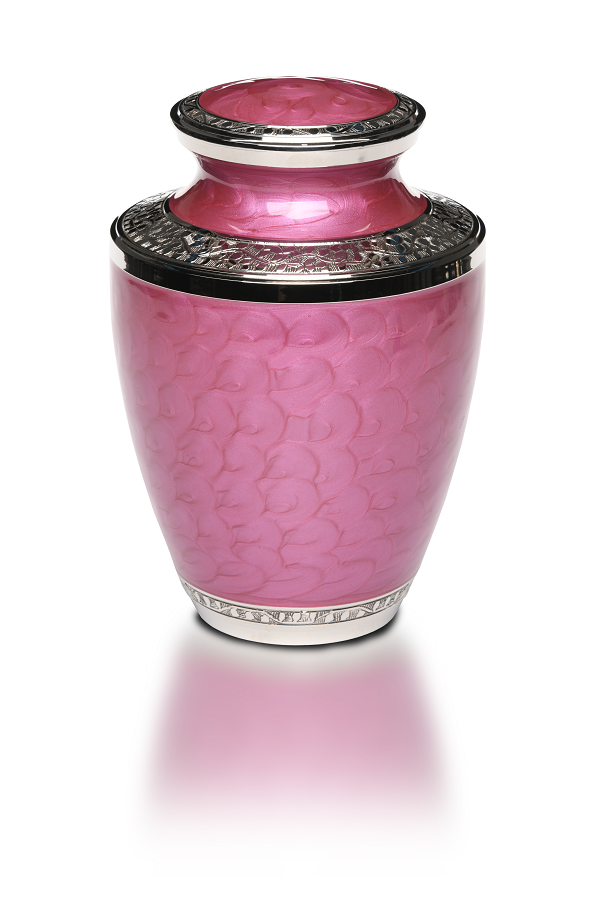 Adult Cremation Urn Brass Nickel Overlay and Pink Enamel Design UUAB0052 1