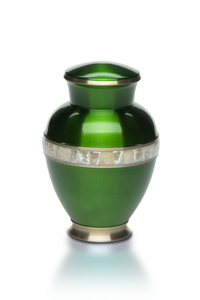 Adult Cremation Urn Green Brass Mother of Pearl Band UUAB0009 1