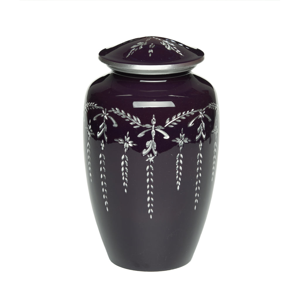 Deep Purple Alloy Urn with Diamond Cut Design - Adult Size - Purple Urn for Adult Ashes - Cremation Urn For Adult Ashes - Urns for Human Ashes - Funeral Urns - 200 cu. in.