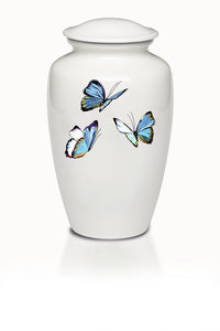 adult cremation urn alloy urn blue butterflies UUAB0079 1